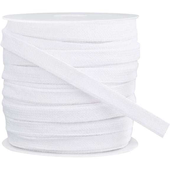 DIY 27 Yards White Flat Drawstring Cord Double Layer Soft Hollow Cotton Rope for Garment Accessories 0.43inch DIY