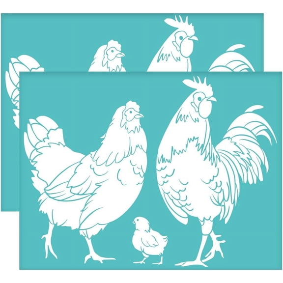 DIY 2Pcs 11x8.6 Inch Fooster Self-Adhesive Silk Screen Printing Stencil Hen Chicken Mesh Stencils Farm Theme Reusable Mesh Stencils Transfer DIY