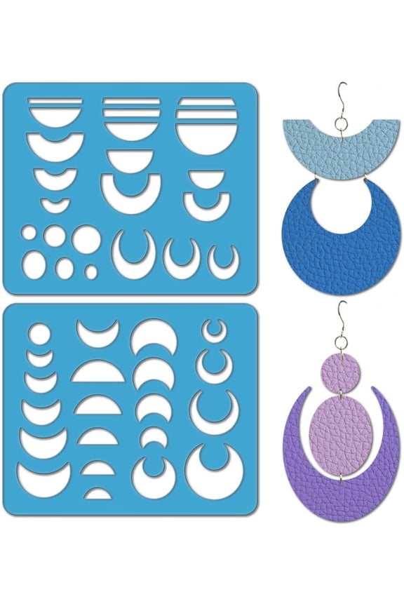 DIY 2Pcs 7.1x5.9 Inch Earrings Making Template Circle Semicircle Leather Earring Templates Half Round Jewelry Shape Template Reusable Acrylic Cutting Stencil for Earrings Making DIY Crafts DIY