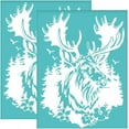 thumbnail image 1 of DIY 2Pcs 8.6x11 Inch Deer Pattern Self-Adhesive Silk Screen Printing Stencil Abstract Deer Mesh Stencils Animal Theme Reusable DIY, 1 of 9