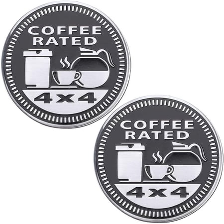 DIY 2Pcs Coffee Rated Badge Round Car Stickers Self Adhesive Metal Car Badge Emblem 4 x 4 Car Decals Stickers Car Decorative Emblem Compatible with Vehicles Trucks SUV RV DIY