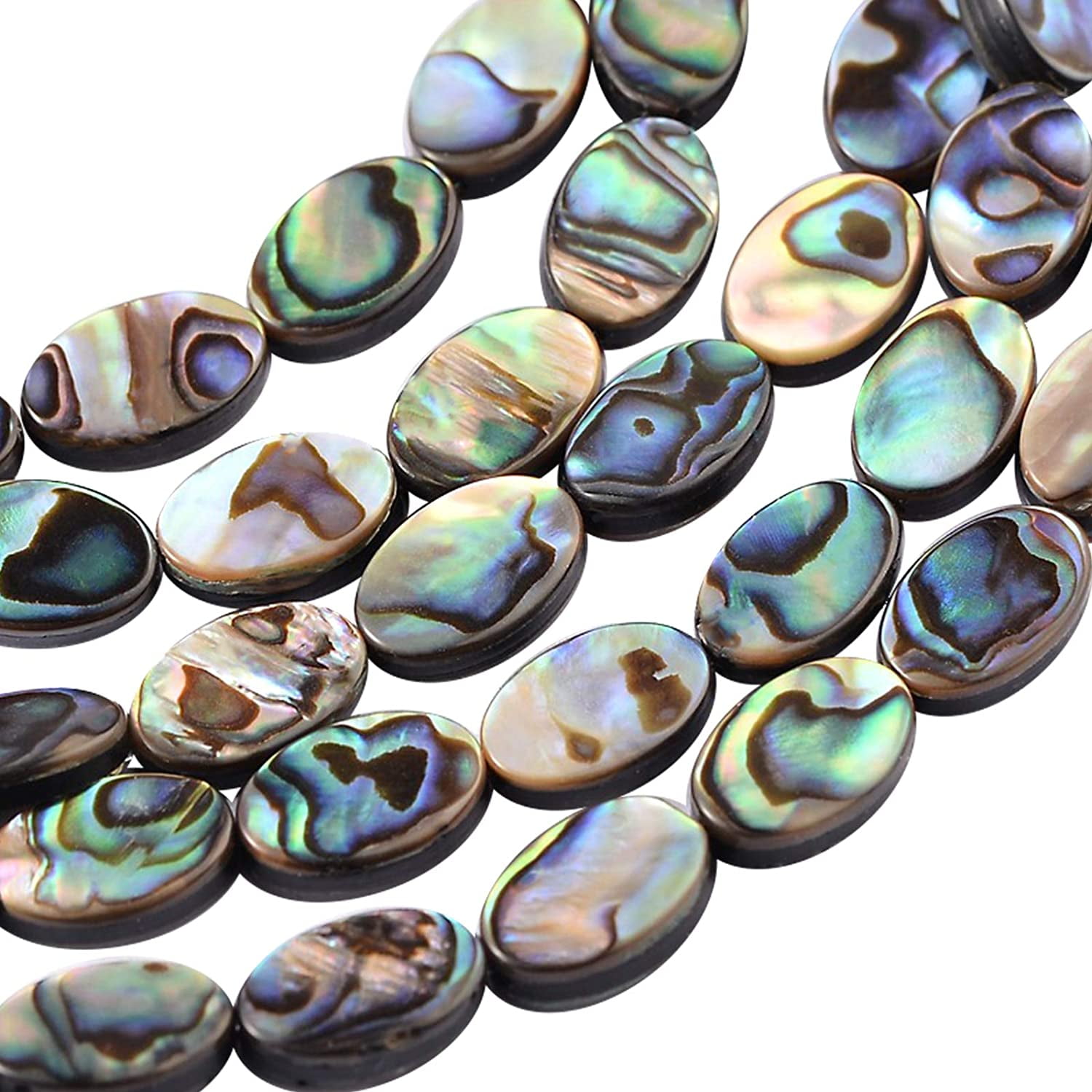 DIY 30 Packs Natural Abalone Shell Oval Abalone Shell Beads with Storage Containers for Valentine's Day Wedding Gift DIY Jewelry Making 10x6x3mm DIY