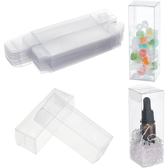 DIY 30 Pcs Transparent Plastic PVC Box 1.57x1.57x4.72 Inch Clear Cube Gift Packaging Boxes Wedding Party Favour Boxes for Candy Cookies Cake Chocolate Gift and Molds DIY