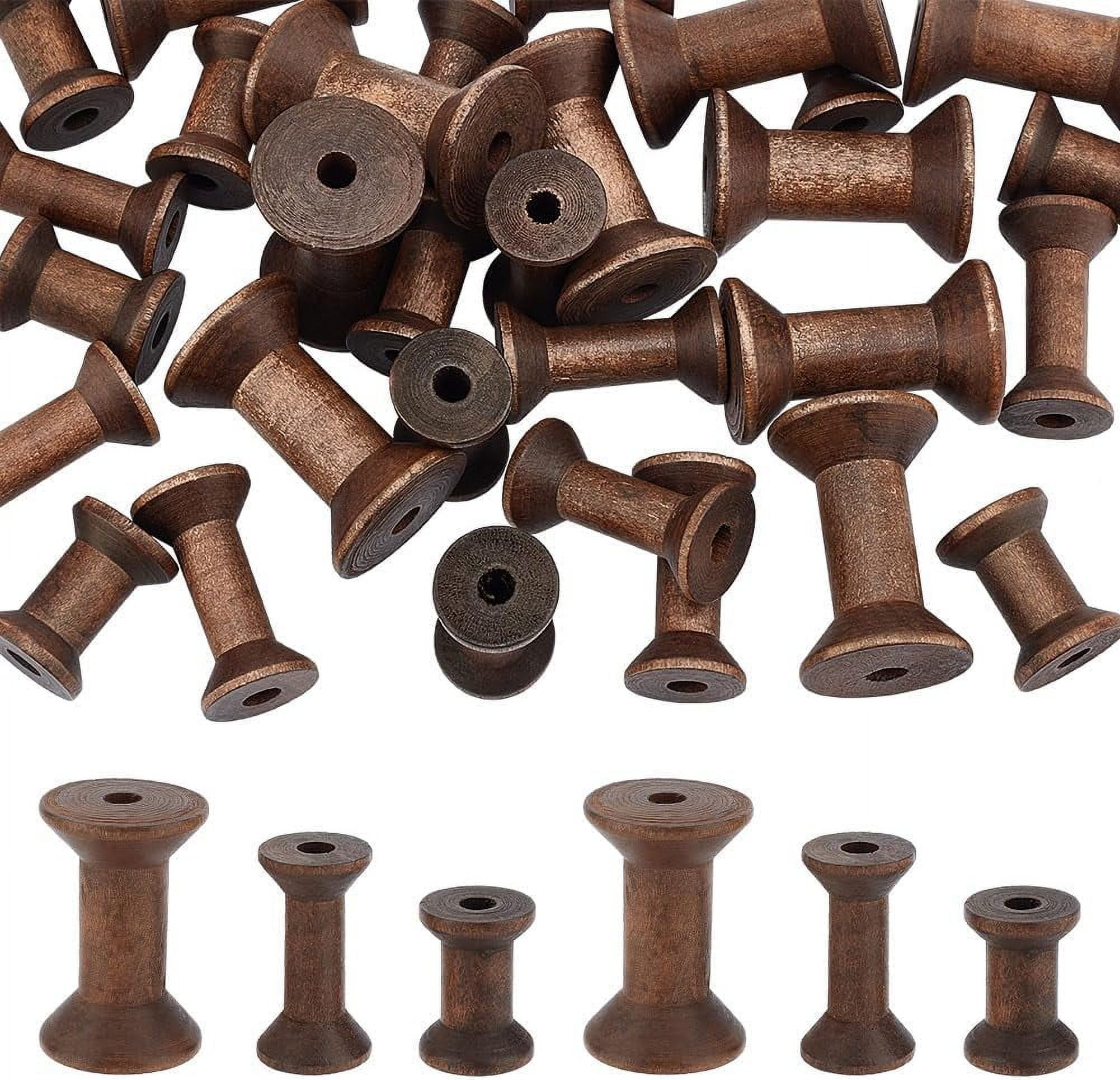 DIY 30Pcs 3 Sizes Antique Wooden Empty Spools Empty Thread Spools ...