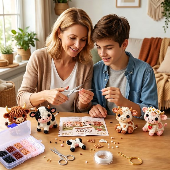 DIY 3D Beaded Animal Craft Kit with Multi Compartment Storage Box Cute Animal Bead Stringing Set for Kids Teens Adults Handmade Ornament Birthday Christmas Present