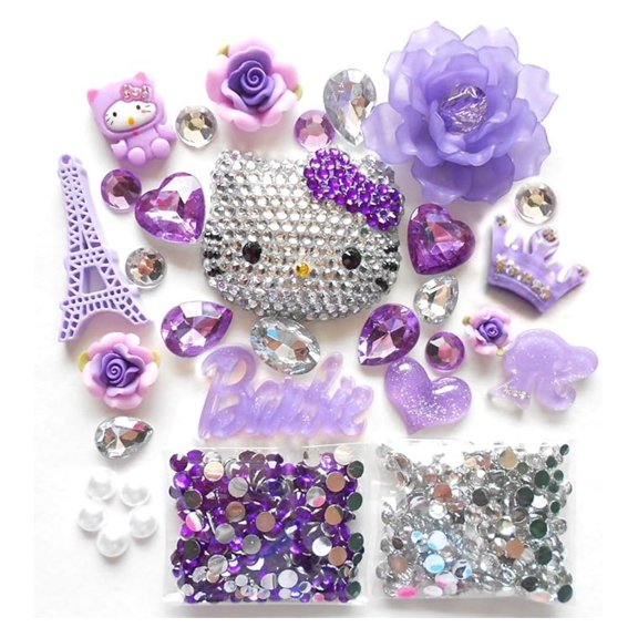 DIY 3D Blinged Out Kitty Inspired Cell Phone Case Resin Cabochons Deco Kit/Set