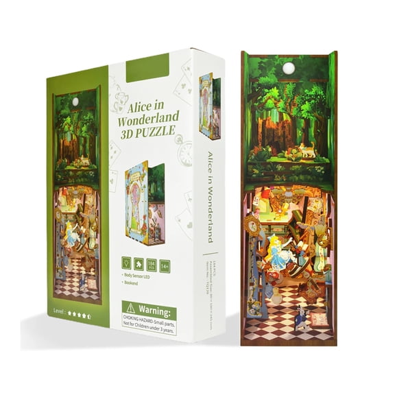 Tonecheer DIY 3D Book Nook Kit Alice in Wonderland