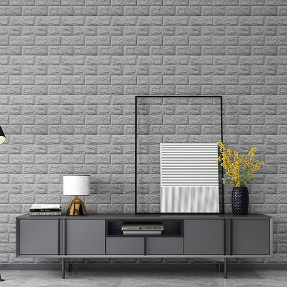 DIY 3D Brick PE Foam Wallpaper Panels Room Decal Stone Decoration Embossed Peel and Stick Wallpaper, Wall Decals Clearance Under $5.00