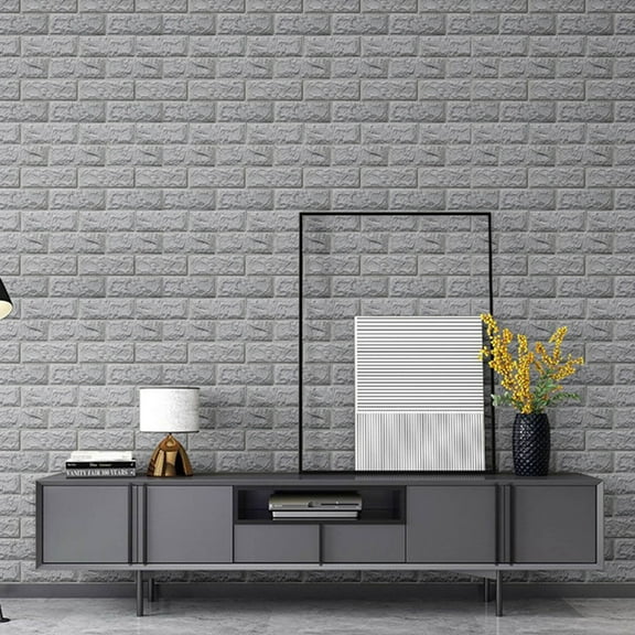 DIY 3D Brick PE Foam Wallpaper Panels Room Decal Stone Decoration Embossed Peel and Stick Wallpaper, Wall Decals Clearance Under $5.00