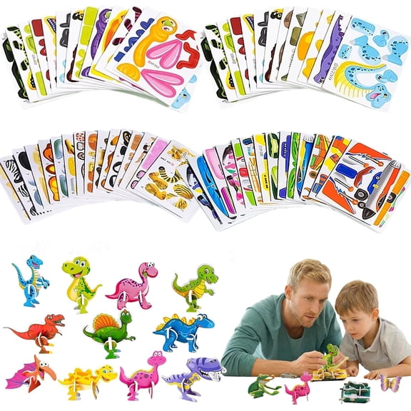 DIY 3D Creative Insect Paper Jigsaw Puzzle, 100 Pcs 3D Animal Puzzles, Screen-Free Family Time, Tear-Proof Drop-Proof, Effortless Assembly, Insects, Dinosaurs, Animals, Airplane Themed(xww)