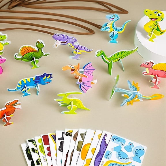 DIY 3D Creative Insect Puzzle Paper Assembly Model Kit Educational Craft Building Puzzle for Home Decoration and Creative Activity, Easter Basket Stuffers (Dinosaur)