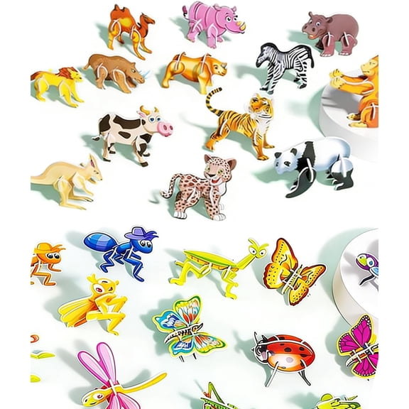 DIY 3D Creative Insect Paper Jigsaw Puzzle, 25 PCS 3D Insect Puzzles, Tear-Proof & Drop-Proof Educational Paper Puzzle Game for Hands-On Learning Activity