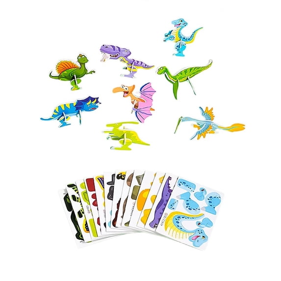 DIY 3D Creative Insect Paper Jigsaw Puzzle, 25-Pack Animal Puzzles Without Tools, Educational Crafts Kit, Easy Assembly 3D Models for Screen-Free Activities, Easter Basket Stuffers (Dinosaur)