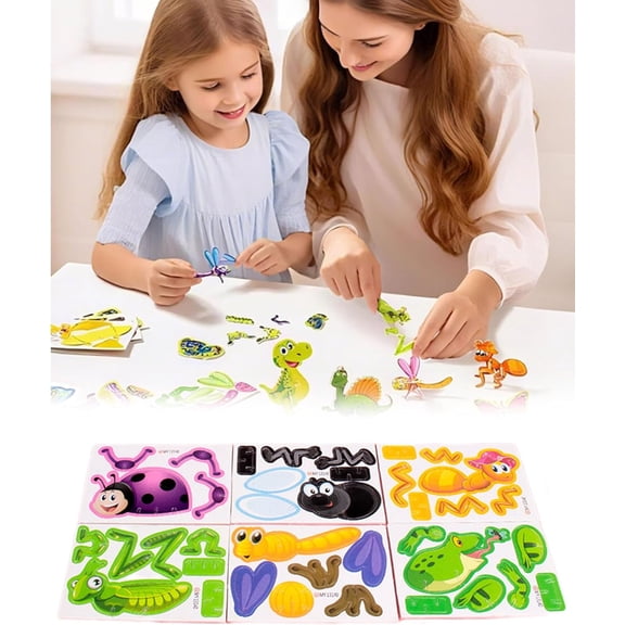 DIY 3D Creative Insect Paper Jigsaw Puzzle, 25 Unique Bugs Building Kit, Educational 3D Animal Puzzles, No Glue Snap-Fit Design, Educational Craft Project (Insects)