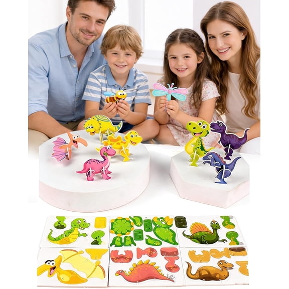 DIY 3D Creative Insect Paper Jigsaw Puzzle, 25Pcs No Duplicates 3D Animal Puzzles Educational Paper Puzzle Game DIY Crafts Gifts, Create Freely