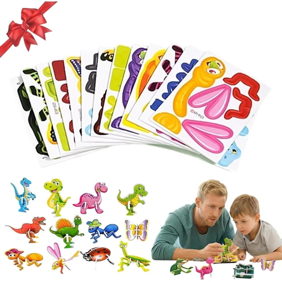 DIY 3D Creative Insect Paper Jigsaw Puzzle, No Glue Paper Jigsaw Puzzle 3D Animal Model Kit, Smart Assembly Challenge for Classroom Prizes, Party Favors & Birthday Gifts (Insect)
