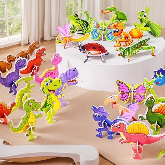 DIY 3D Creative Insect Paper Jigsaw Puzzle Set, 25 PCS Smart 3D Assembly Challenge Insect Puzzle for Family Fun, Glue Free Assembly Activity for Family Fun For Entertainment