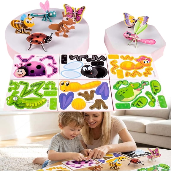 DIY 3D Creative Insect Paper Jigsaw Puzzle, Smart 3D Assembly Challenge Insect Puzzle, for Hands-On Learning Activity