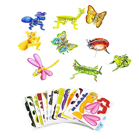 DIY 3D Creative Insect Puzzle Paper Assembly Model Kit Educational Craft Building Puzzle for Home Decoration and Creative Activity, Easter Basket Stuffers (Insect)