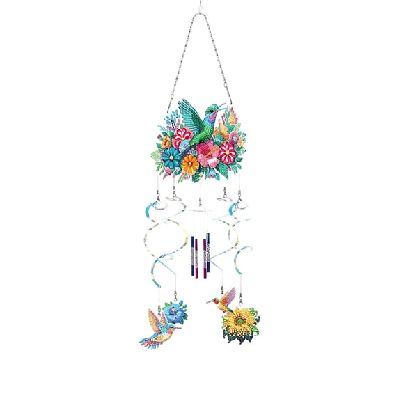 DIY 3D Diamond Painting Wind Chime Kit, Double-sided Rhinestone Suncatcher Hanging Ornament, Complete DIY Craft Set,Indoor Outdoor Window Wall Home Decor-31.5"×6.7"