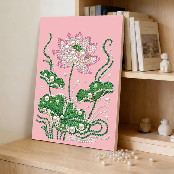 DIY 3D Diamondd Painting Kit, Flower Rhinestone Art Craft for Adults Beginners, Full Drill Round Diamond Embroidery for Home Wall Decor, 6.7" x 8.7"