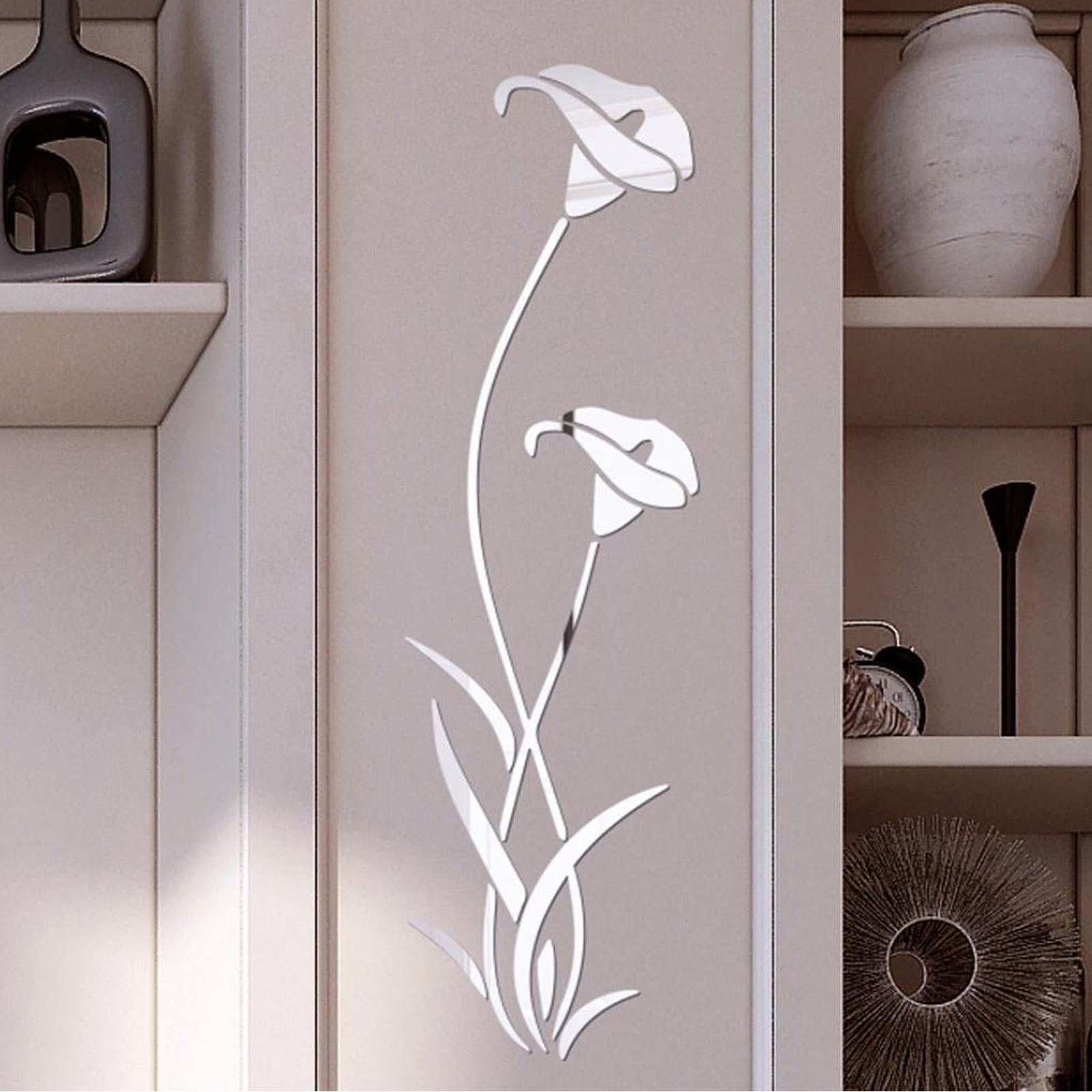 Shpwfbe room decor 3d Acrylic Mirror Wall Stickers Roses Diy Self Adhesive  Wall Art Home Removable Living Bed Bath Office 