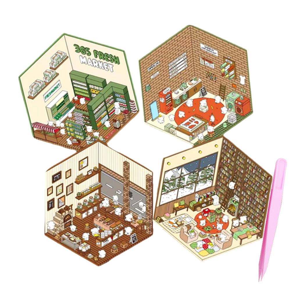 DIY 3D House Stickers,DIY Funny Stickers Scene Make Supermarket Your ...