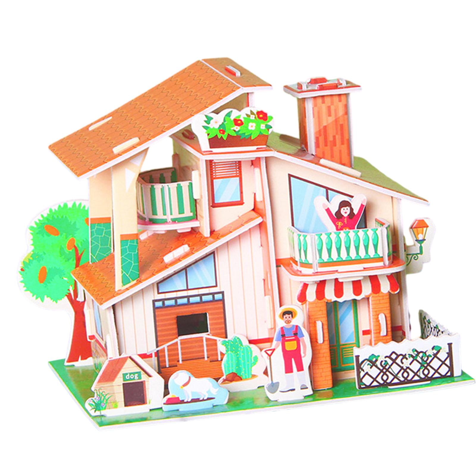 DIY 3D Jigsaw Puzzle Toys Cartoon House Handmade Building Model Set