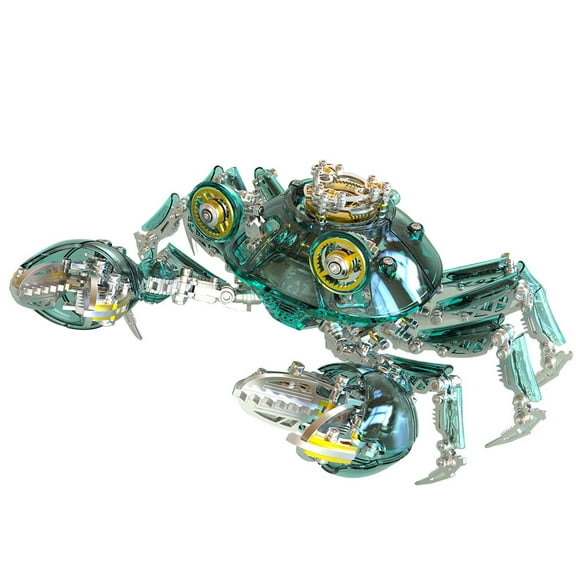 DIY 3D Mechanical Steampunk Crab Model Kit - 666PCS Green Stainless Steel Brain Teaser Assembly Building Project, Industrial Style Bionic Animal Decor for Adults & Collectors - Green