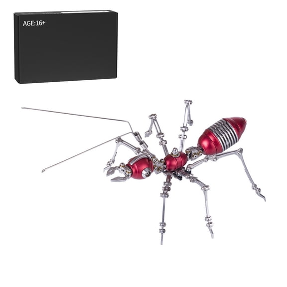 DIY 3D Metal Mechanical Ant Model Kit - 100PCS Laser-Cut STEM Educational Building Project with Movable Joints & Realistic Anatomy, Challenging Puzzle for Adults & Collectors(Red)