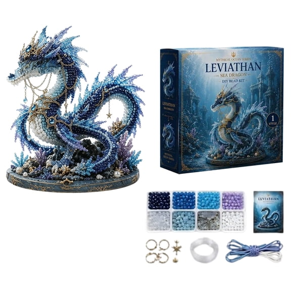 DIY 3D Mythical Ocean Animal Bead Embroidery Kit, Beading Crafts with Instructions Bead Art Handmade Gift for Beginners & Craft Enthusiasts(Sea Dragon)