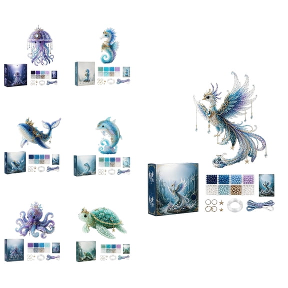 DIY 3D Mythical Ocean Animal Bead Embroidery Kit, Beading Crafts with Instructions Bead Art Handmade Gift for Beginners & Craft Enthusiasts(Phoenix)