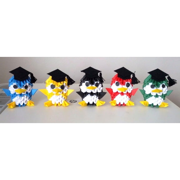 DIY 3D Origami Penguin Scholar Kit - Paper Modules - New A Set of Five Penguins