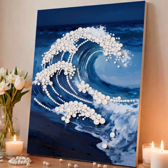 DIY 3D Plastic Pearl Painting Kit, 5D Diamond Art Alternative Gemstone Craft, Paint by Numbers Mosaic Wall Decor for Adults Beginners