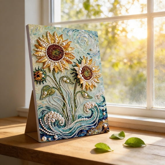 DIY 3D Pearl Painting Kit - Dreamy Ocean Pearls Painting Kit for Adults Beginnerï¼Stress Relief Craft, Complete Set with Canvas, Pearls & Toolsï¼3D Gemstone Art Crafts for Gift Home Wall Decor