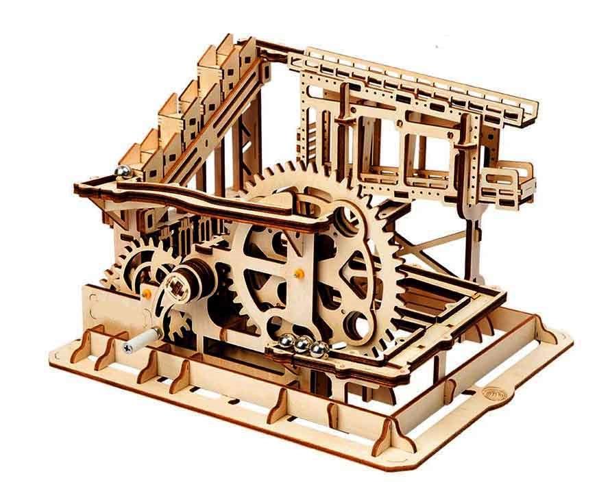 DIY 3D Puzzle Wood Gear Coaster Manually Operated Toy Kit 42Q