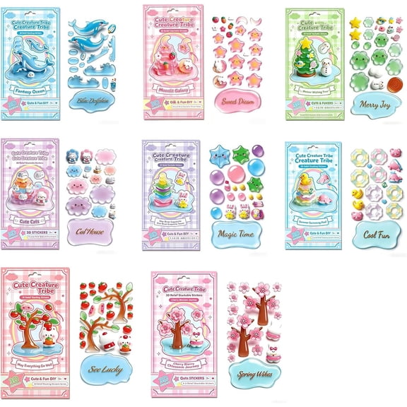 DIY 3D Stacking Sticker Kit, Stackable Foam Acrylic Ornaments for Kids, No-Mess Arts and Crafts for Desk Decor & Stress Relief(8pcs)Q