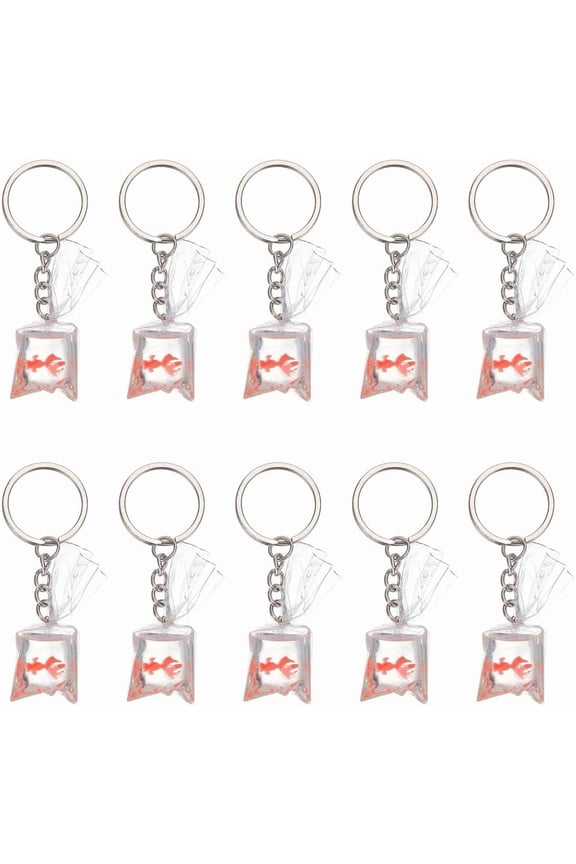 DIY 3D Water Bag Keychain Making Kits Including Resin Pendants Iron Split Key Rings Orange 20Pcs/box