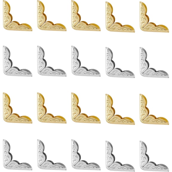 DIY 400pcs 0.83Inch Platinum Golden Book Corner Triangle Book Scrapbooking Album Menu Folders Iron Corner Protectors for Desk Jewelry Case Box Book Albums Menus