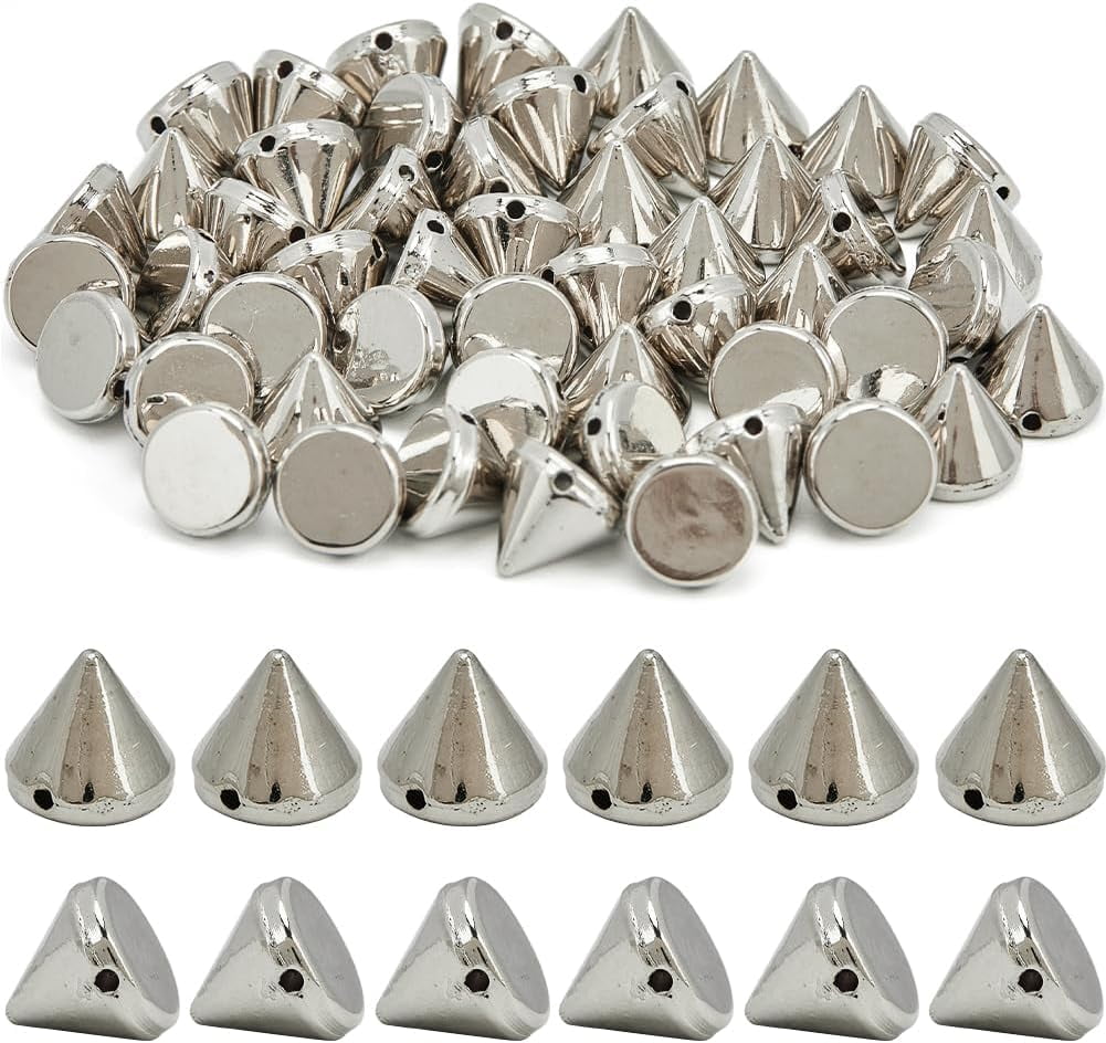 DIY 440Pcs Spike Cone Beads Silver Spike Studs ABS Plastic Small