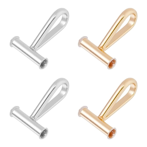 DIY 4PCS 2 Colors Alloy Pin to Pendant Converter Brooch Pendant Converters Convert Pin to Necklace Brooch Converters with Built-in Silicone for Changing Brooches Pins to Pendant DIY