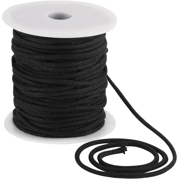 DIY 4mm 33 Yards Black Cotton Rope Soft Drawstring Replacement Ropes Macrame Cotton Welt Trim Round Cotton Thread Multipurpose Piping Cord for Bags DIY Crafts Projects Crochet Hanging Clothes DIY