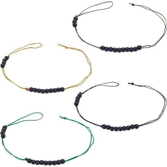DIY 4pcs 4 Colors Pace Beads Cord with Acrylic Black Beads 15.7 Inch Long Pace Counter Beads 8mm Dia Army Ranger Pace Beads Cord Pace Beads Hiking Beads for Camping Hiking Outdoor Accessory DIY