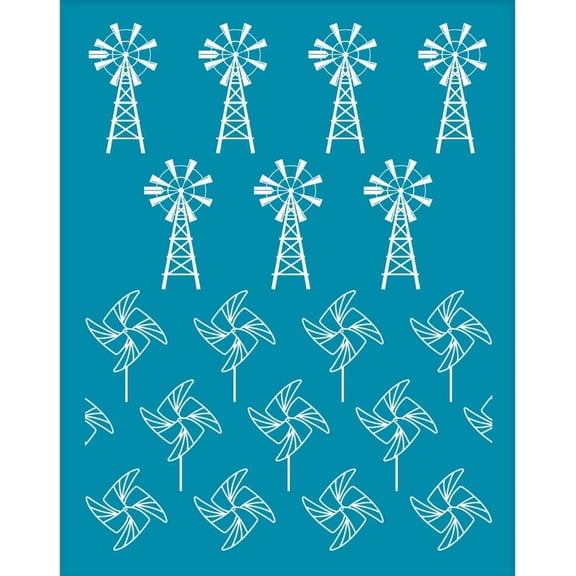 DIY 4x5 Inch Clay Stencils Windmill Pattern Silk Screen Printing Stencils Farm Windmill Mesh Transfer Stencils Reusable Washable Mesh Stencil for Polymer Clay Jewelry Earrings Making DIY