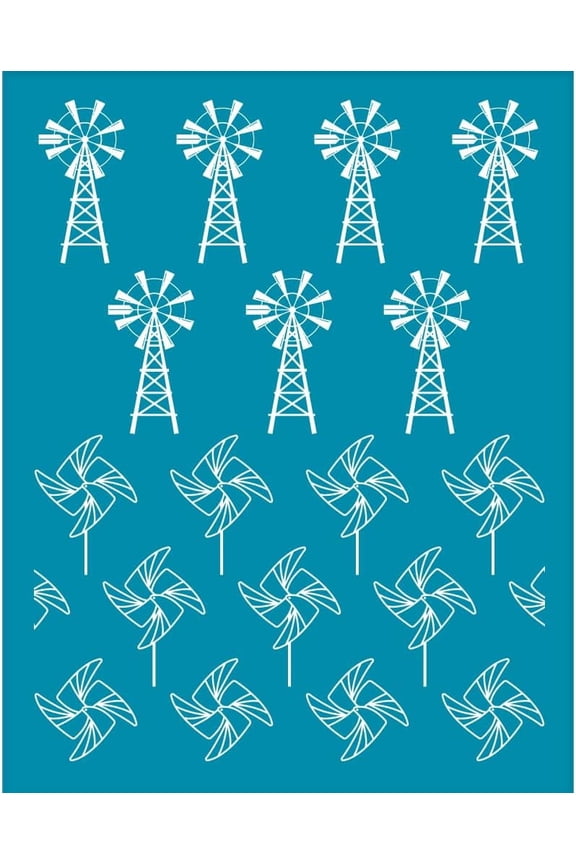 DIY 4x5 Inch Clay Stencils Windmill Pattern Silk Screen Printing Stencils Farm Windmill Mesh Transfer Stencils Reusable Washable Mesh Stencil for Polymer Clay Jewelry Earrings Making DIY