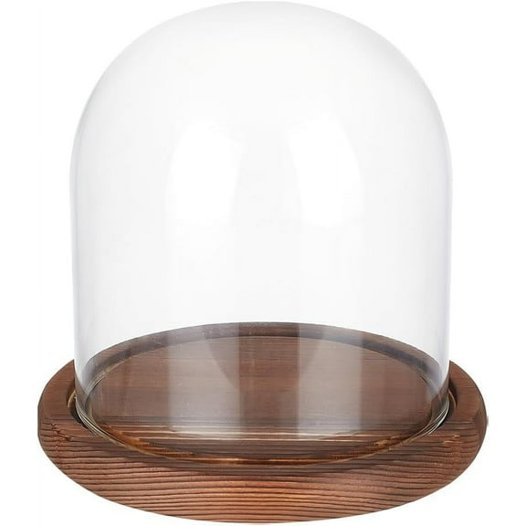 DIY 5.5x5inch Eternal Transparent Flower Glass Cover Cloche Dome Micro Landscape with Solid Wood Base Mixed Color DIY