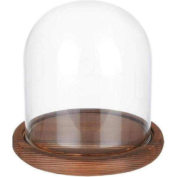 DIY 5.5x5inch Eternal Transparent Flower Glass Cover Cloche Dome Micro Landscape with Solid Wood Base Mixed Color DIY