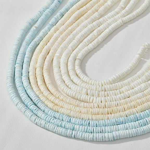 DIY 504 Pcs 3 Colors Natural White Shell Beads Flat Round/Disc Loose Sea Shell Beads Puka Shells Beads for DIY Craft Neckalec Bracelet Jewerly Making DIY