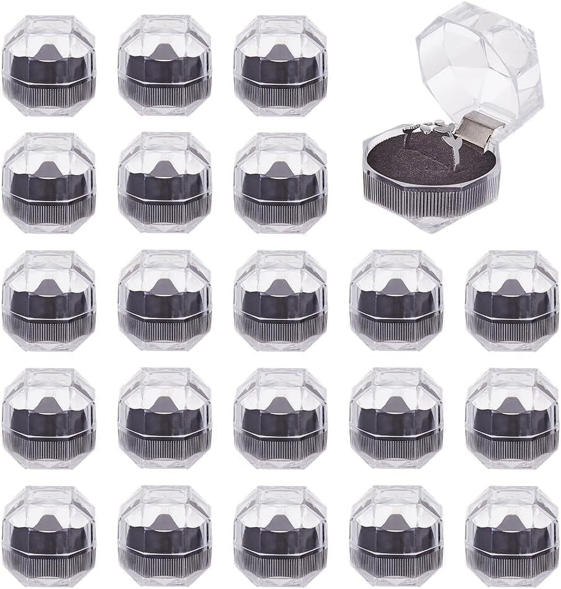DIY 50Pcs Clear Ring Box Octagon Jewelry Storage Boxes Plastic Ring ...