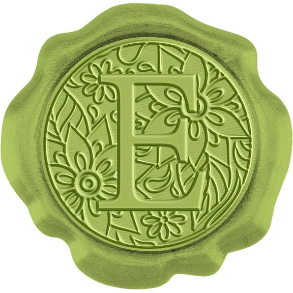DIY 50pcs Initial Alphabet E Wax Seal Stickers Vintage Botanical Leaves Letter Adhesive Wax Seal Stickers Green Envelope Wax Stickers for Invitations Cards DIY Craft Waxing Gift Wrapping DIY